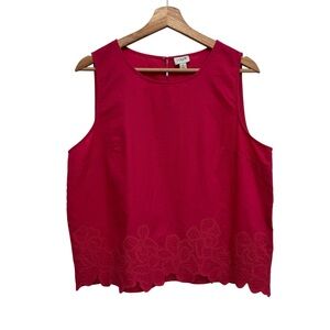 J. Crew Factory Linen Cotton Floral Embroidered Shell Blouse Top Women Large Pre